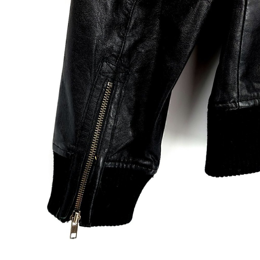 Ruff Hewn Leather Women's L Black Jacket '80s Flashback Zipper Sleeves Stretch - Picture 16 of 16